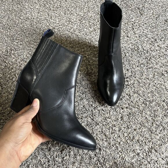 Boden Western Ankle Boots Black Leather Block Heel Pointed Toe Size 39 US 8 NEW - Picture 8 of 8